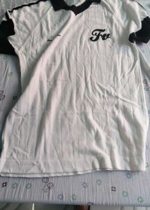 White &amp; Black Striped V-Neck Top