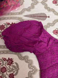 Purple Smocked Off-Shoulder Top