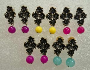 Elegant Floral Drop Earrings with Gemstone Beads