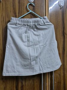 Casual Beige A-Line Mini Skirt
