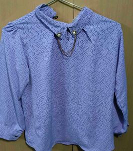 Chic Lavender Polka Dot Blouse