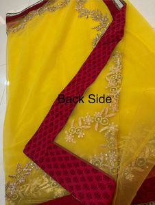 Elegant Yellow Embroidered Saree