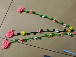 Crocheted Flower Hair Garland