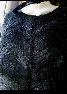 Elegant Navy Lace Evening Gown