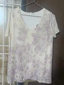 Sheer Floral Print V-Neck Top