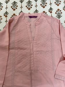 Pink Straight Kurta - LIBAS
