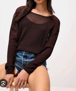 Sheer Knit Long Sleeve Top