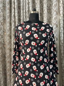 Festive Santa Print Mini Dress