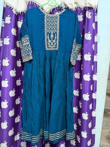 Teal Embroidered Anarkali Kurta