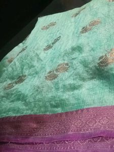 Beautiful Teal Saree with Brocade Border