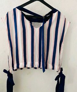 Striped Cropped Top with Side Ties