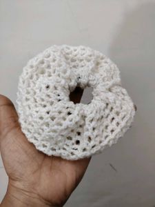 White Crochet Scrunchie