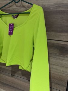 Bright Green Long Sleeve Crop Top