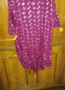 Women's Maroon Dupatta with Silver Print