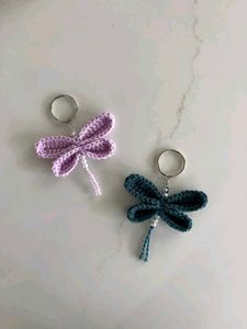 Crocheted Dragonfly Keychain Set