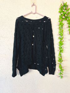 Chic Black Cutout Knit Sweater