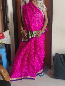 Stunning Pink Embroidered Saree