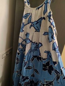 Blue Floral Tiered Maxi Dress