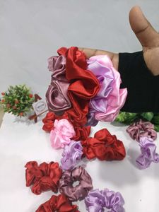 Colorful Satin Scrunchie Set 4 KPc Midum Size