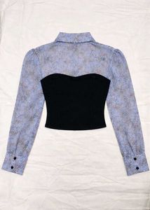 Floral Shirt with Black Corset Style Top