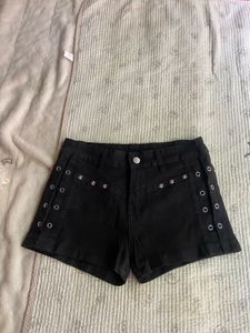 Black skull grunge Denim Shorts