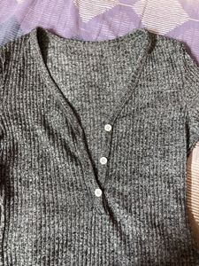Ribbed Grey Bodysuit