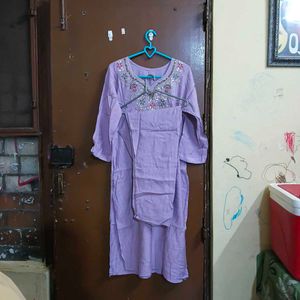 Embroidered Lavender Kurta Set
