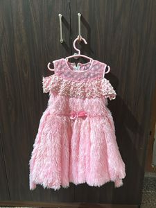 Adorable Pink Faux Fur Dress