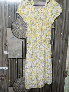 Lemon Print Off-Shoulder Mini Dress