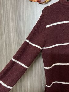 Striped Burgundy Pullover Sweater