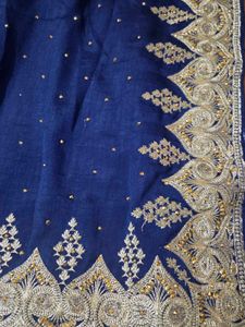 Elegant Blue Embroidered Saree