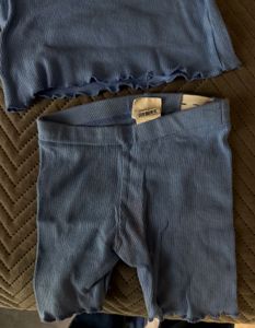 Blue Ribbed Tank Top &amp; Shorts Set