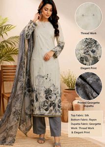 Elegant Silk Kurta Set with Georgette Dupatta