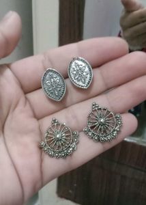 Silver Tone Stud Earring Set