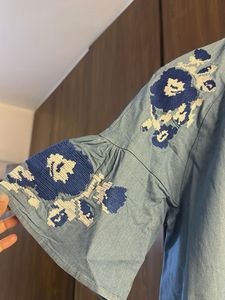 Floral Embroidered Denim Dress