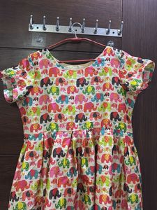 Colourful girls gown with elephant print