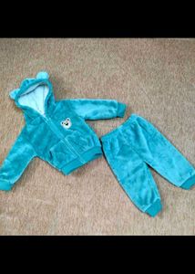Cute Teal Teddy Bear Hoodie and Pants Set