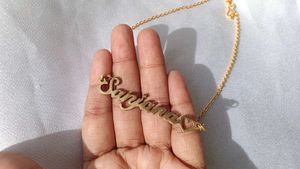 Custom 'Sanjana' name necklace with heart detail