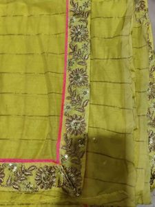 Yellow Saree with Embroidered Blouse