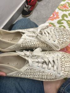 ALDO Women's White Lace-Up Sneakers