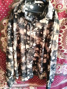 Floral Print Collared Button-Up Shirt