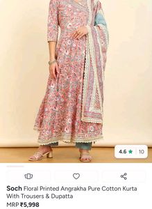 Floral Angrakha Cotton Kurta Set