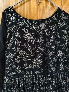 Black Embroidered Ethnic Gown with Dupatta