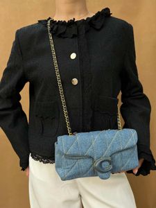 Auth Coach Denim Quilted Tabby Small Shoulder Bag