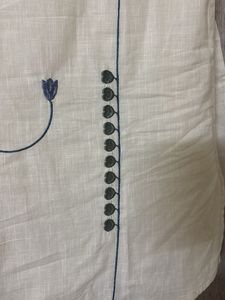 Cream Embroidered co-ord set with Flower Design