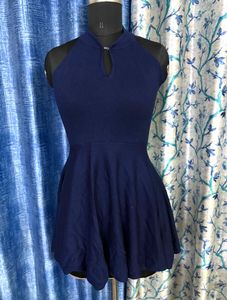 Navy Blue Halter Neck Dress