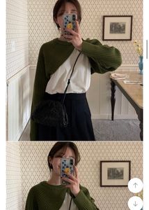 Green Cropped Knit Sweater