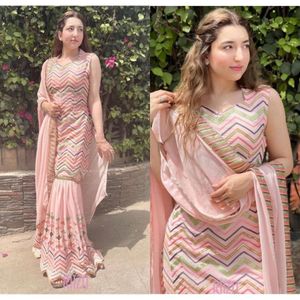 Elegant Pink Embroidered Sharara Suit