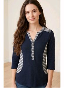Striped Three Quarter Sleeve Top