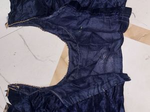Elegant Navy Blue Floral Georgette/Chiffon Saree w